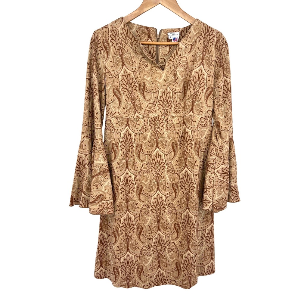 Vintage Maternity Dress Paisley Trumpet Sleeve Empire‎ Waist Small 90s Y2K
